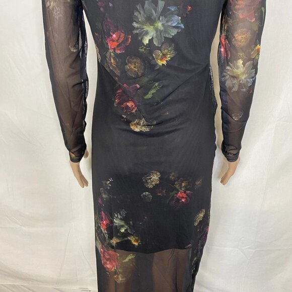 AllSaints Nora Floral Sparkle Mesh Dress • Size 8 • Mortem Black - Picture 9 of 16